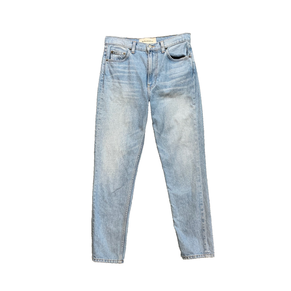 Reformation Jeans Womens 27 Denim Julia High Crop Angledhem Straight Leg Mom Fit